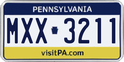 PA license plate MXX3211