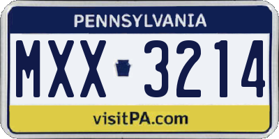 PA license plate MXX3214