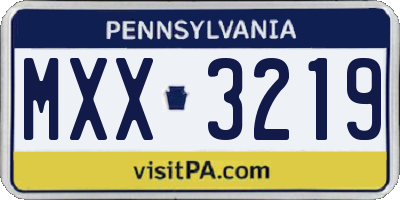 PA license plate MXX3219