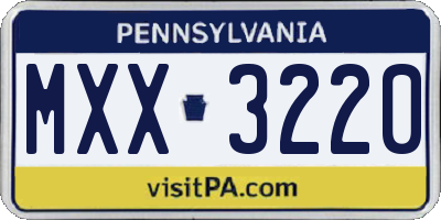 PA license plate MXX3220