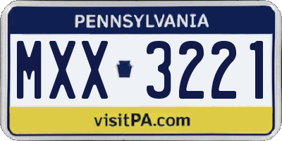 PA license plate MXX3221