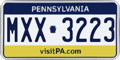 PA license plate MXX3223