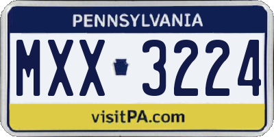 PA license plate MXX3224