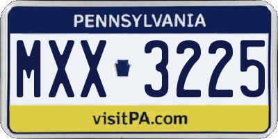 PA license plate MXX3225