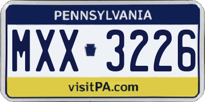 PA license plate MXX3226