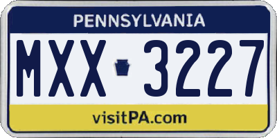 PA license plate MXX3227
