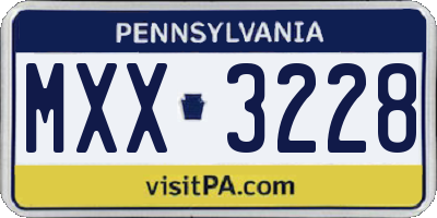 PA license plate MXX3228