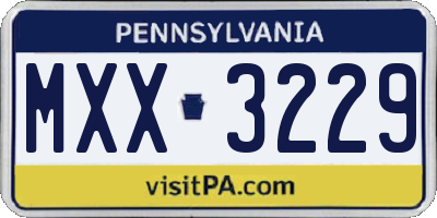 PA license plate MXX3229