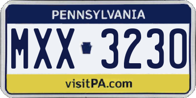 PA license plate MXX3230