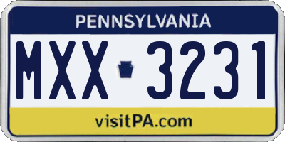 PA license plate MXX3231
