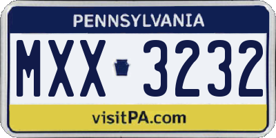 PA license plate MXX3232
