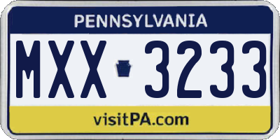 PA license plate MXX3233