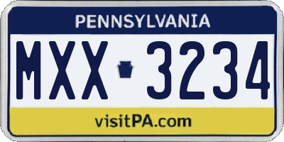 PA license plate MXX3234