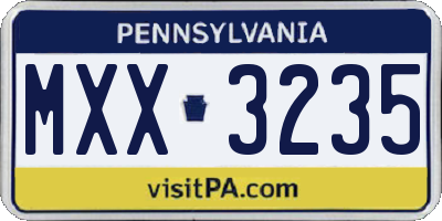 PA license plate MXX3235