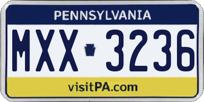 PA license plate MXX3236
