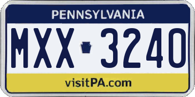 PA license plate MXX3240
