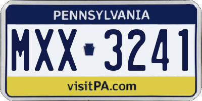 PA license plate MXX3241