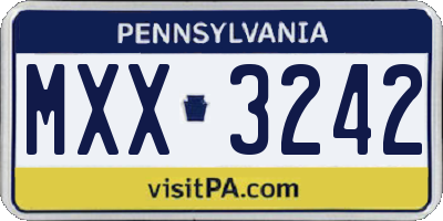 PA license plate MXX3242