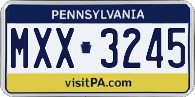 PA license plate MXX3245