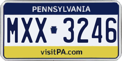 PA license plate MXX3246
