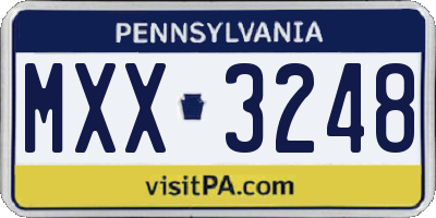 PA license plate MXX3248