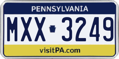 PA license plate MXX3249