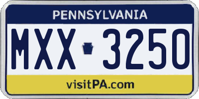 PA license plate MXX3250