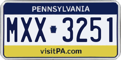 PA license plate MXX3251