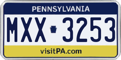 PA license plate MXX3253