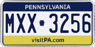 PA license plate MXX3256
