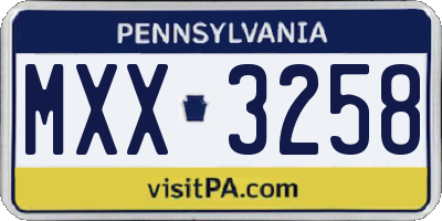 PA license plate MXX3258