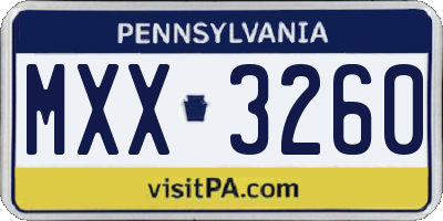 PA license plate MXX3260