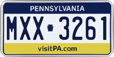 PA license plate MXX3261