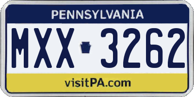 PA license plate MXX3262