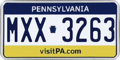 PA license plate MXX3263