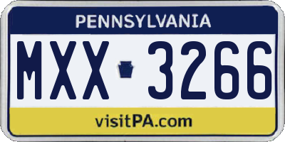 PA license plate MXX3266