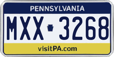PA license plate MXX3268