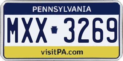 PA license plate MXX3269