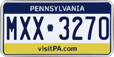 PA license plate MXX3270