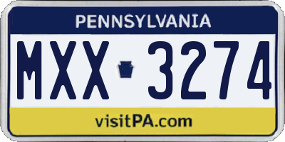 PA license plate MXX3274