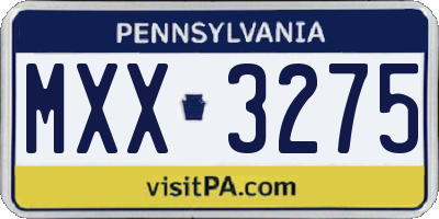 PA license plate MXX3275