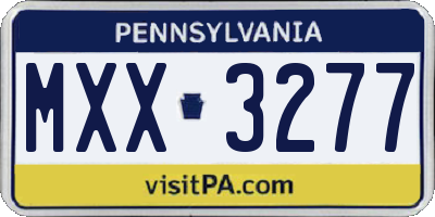 PA license plate MXX3277