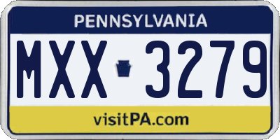 PA license plate MXX3279