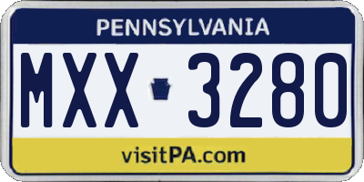 PA license plate MXX3280