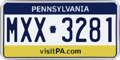 PA license plate MXX3281