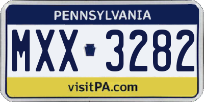 PA license plate MXX3282