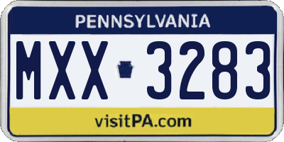 PA license plate MXX3283