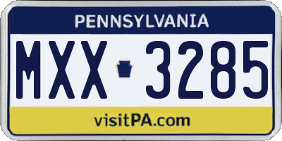 PA license plate MXX3285