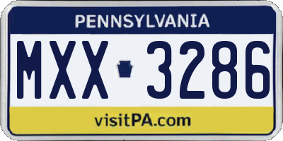 PA license plate MXX3286