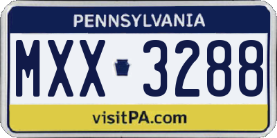 PA license plate MXX3288